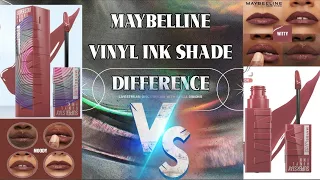 Maybelline vinyl ink shade witty 40 vs moody 70 #maybelline #lipstickreview #viral #smudgeproof