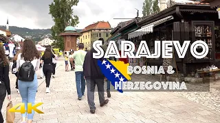 Sarajevo Walking Tour - Bosnia & Herzegovina 🇧🇦 [4k 60fps] with Captions | Ferhadija | Baščaršija