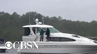 One man riding out Hurricane Florence on his boat