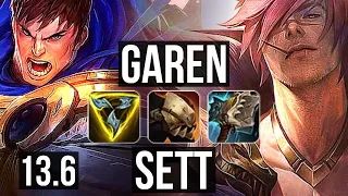 GAREN vs SETT (TOP) | 2.9M mastery, 1000+ games, Rank 14 Garen | KR Master | 13.6