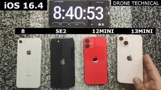 iOS 16.4 Full Battery Life Test iPhone 8 vs SE2 VS 12mini vs 13mini