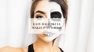 EASY HALF SKULL HALLOWEEN MAKEUP TUTORIAL I COCOCHIC