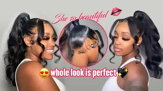 Easy Sleek High Ponytail | NO GLUE OR THREAD! 🔥🔥#Mscoco hair