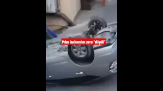 Bakıda Prius balkondan yerə "düşdü"