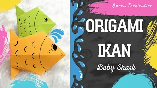 DIY Origami Ikan Baby Shark || Keterampilan Melipat Kertas part 1 || Barra Inspiration