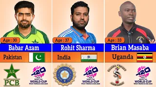 ICC T20 World Cup 2024 - All 20 Teams  Captains & Age | Cricket  |  West Indies & USA