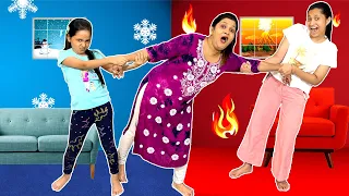 🔥 Hot vs Cold ❄️ : Ultimate 3 Marker Challenge! 🖍️| Family Fun Challenge | Cute Sisters