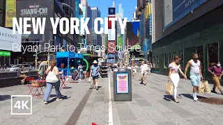 [4K] New York City 🗽 Summer Walk - Bryant Park to Times Square [Aug. 2021]