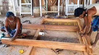 Main door attached window frame making process | Vengai wooden door frame | Sree Hari Constructions