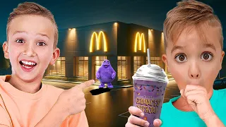 Vlad and Niki Grimace Shake Challenge Reaction in Real Life!