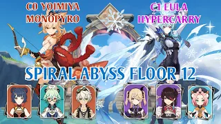 C0 YOIMIYA & C1 EULA SPIRAL ABYSS 2.8 FLOOR 12 FULL STAR CLEAR GAMEPLAY