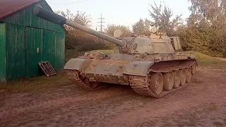 Soviet tank T-55 started and tested