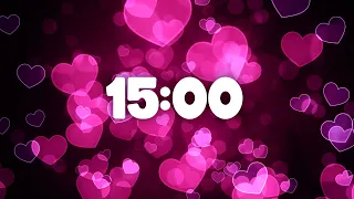 15 Minute Valentine Hearts Countdown | 4K ❤️😘