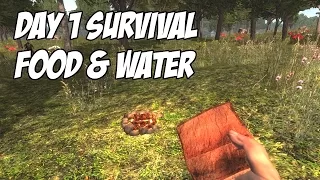 7 Days To Die Tutorial - Day 1 Survival - Food & Water (No cooking pot)