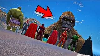 GTA 5: KING KONG GAVE A CHALLENGE TO AVENGERS ARMY AND JUSTICE LEAGUE WITH SHINCHAN In GTA V !