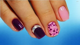 Вензеля со стразами на матовом Топ удивительный весенний дизайн ногтей  Nail art design