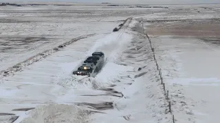 Canadian Train Plowing A HUGE Snowdrift