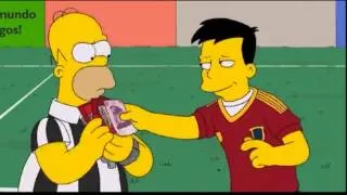 España intenta comprar al árbitro en los Simpsons