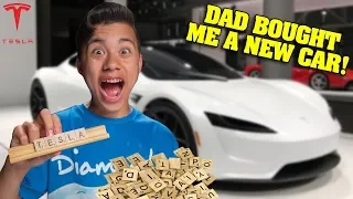 I'LL BUY WHATEVER YOU CAN SPELL CHALLENGE!!! Dad Bought Me a New Tesla!