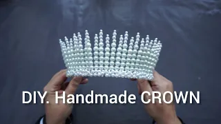 DIY Handmade wedding Pearl  beaded Crown