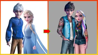 Elsa Frozen And Jack Frost Glow Up Into Bad Boy Bad Girl  - Cartoon World Art