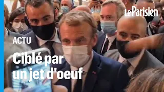 Emmanuel Macron ciblé par un jet d'œuf lors d'un déplacement à Lyon