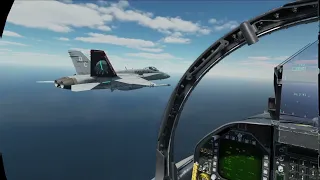 DCS F-18 trening lot w szyku i lądowanie na lotniskowcu