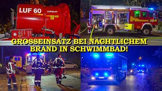 [Nächtlicher Großeinsatz im Schwimmbad] Brand in Technikraum fordert Einsatz der Feuerwehr (LUF60)