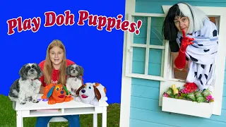 Assistant Searches the tunnels and box fort for Play Doh Puppies