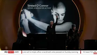 Annie Lennox calls for a ceasefire in Gaza at the Grammys 2024