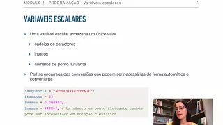 Exemplo de aula do curso de Introdução à Computação para Bioinformática