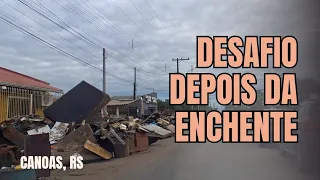 Canoas, RS segue com muita destruição e entulho após descida das águas, dia frio - 04/06/2024