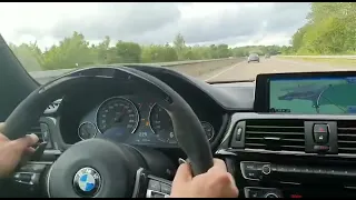 BMW M4 chasing C63 AMG on the Autobahn