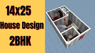 14x25 tiny house plan 2bhk || 350 Sqft gahr ka naksha || 50 gaj House Design