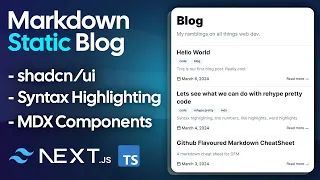 NextJS 14 Markdown Blog: TypeScript, Tailwind, shadcn/ui, MDX, Velite,