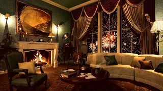 🧨🎇1950s Posh Apartment in the Firework night & Nostalgic LP Jazz music💽