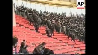 Violence erupts at a football match between Spartak Moscow and CSKA Moscow.