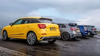 Audi SQ2 vs Merc-AMG A35 vs VW Golf R vs Cupra Ateca | Drag Races | Top Gear