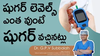 Normal blood sugar levels I Pre diabetic I diabetic blood sugar ranges I Telugu I Dr. GPV Subbaiah