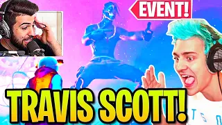 NINJA & STREAMERS REACT TO TRAVIS SCOTT CONCERT! (INSANE Fortnite Event!)