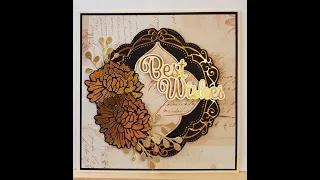 Go Press & Foil - Couture Creations Vintage Flowers  - Golden Framed Zinnias Card