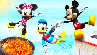 GTA 5 Mickey Mouse vs Minnie Mouse vs Donald Duck Water Ragdolls & Fails (Funny Moments) #3
