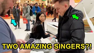 Another singer intruding?! Meeting Incredible Singers at a Public piano - Sting Medley | YUKI PIANO