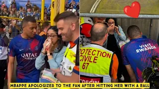 ❤️ Mbappe apologizes to fan after accidentally hitting her with a ball during the warm-up