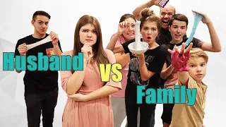 5 Family Members Vs 1 Husband Slime Making Challenge!