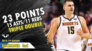 Nikola Jokic Triple-Double - 2018.12.03 - Nuggets vs Raptors - 23 Pts, 15 Asts, 11 Rebs