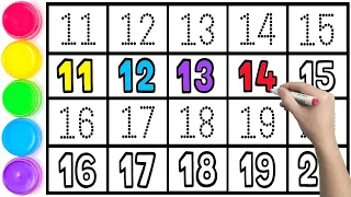 Coloring Numbers Page | 123 for Kids | 11 to 20 Write Numbers Easy Step by Step for Children.