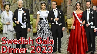 Swedish Royal family hosts gala dinner 2023  for Nobel laureates | Princess with partners