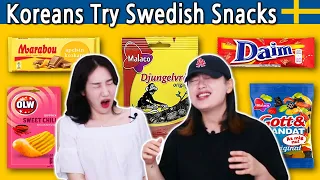 Korean Girls Try SWEDISH SNACKS for the first time