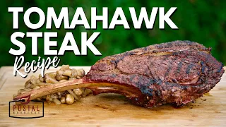 PERFECT Bison Tomahawk Ribeye Steak - How to Reverse Sear Tomahawk Steak On The Grill